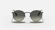 Black round sunglasses with dark lenses, front view