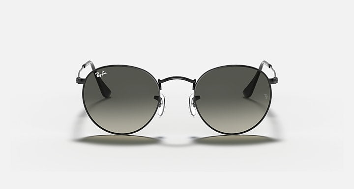 Black round sunglasses with dark lenses, front view