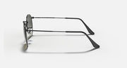 Black metal sunglasses with dark lenses, side profile