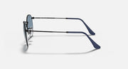 Ray-Ban round metal sunglasses, side view with blue temple arms