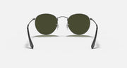 Ray-Ban round metal sunglasses, silver frame with dark olive green lenses
