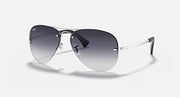 Ray-Ban aviator sunglasses with silver frame and dark gray gradient lenses