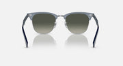 Ray-Ban clubmaster aluminum sunglasses with dark green lenses and metal frame, centered front view