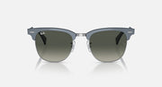 Ray-Ban clubmaster aluminum sunglasses with dark green lenses and metal frame, front view
