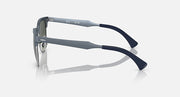 Ray-Ban clubmaster aluminum sunglasses with dark green lenses, side profile