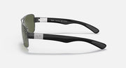 Ray-Ban RB3522 sunglasses side view with gunmetal frame and dark green lens