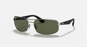 Ray-Ban RB3527 sunglasses with dark green lenses and black metal frame