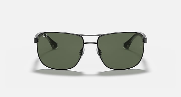 Ray-Ban RB3533 sunglasses with dark green lenses and metal bridge