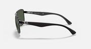 Ray-Ban RB3533 sunglasses side view with dark green lenses and thin metal arms