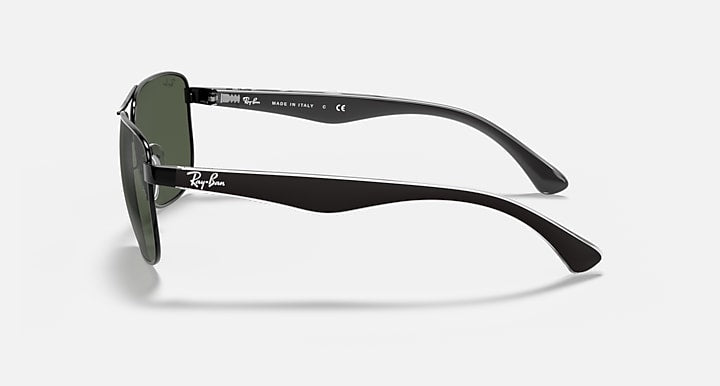 Ray-Ban RB3533 sunglasses side view with dark green lenses and thin metal arms