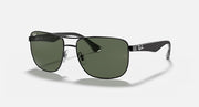 Ray-Ban RB3533 sunglasses with dark green lenses and black metal frame