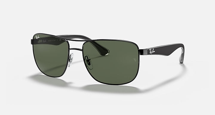 Ray-Ban RB3533 sunglasses with dark green lenses and black metal frame