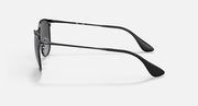 Ray-Ban Erika metal sunglasses side profile with black arms and dark lenses