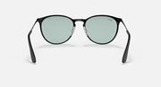 Black metal round sunglasses with pale mint lenses and low-profile nose bridge
