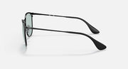 Black metal sunglasses shown from the side with curved temple arms and nose bridge