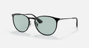Black metal round sunglasses with light grey gradient lenses and dark grey tips