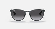 Ray-Ban Erika metal sunglasses, front view with dark lenses and black frame