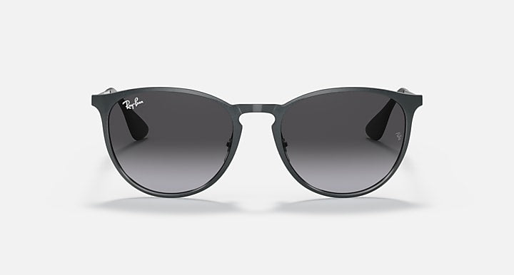 Ray-Ban Erika metal sunglasses, front view with dark lenses and black frame