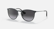 Ray-Ban Erika metal sunglasses with dark grey lenses and black frame and temples