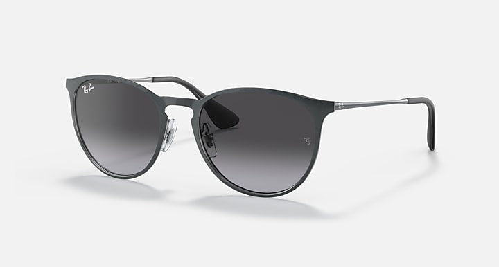 Ray-Ban Erika metal sunglasses with dark grey lenses and black frame and temples