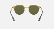 Ray-Ban RB3545 round sunglasses with gold-tone frame and dark green lenses