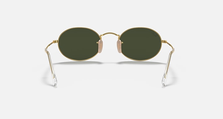 Gold round sunglasses with dark green lenses and open bridge, front view