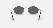 Ray-Ban round sunglasses with dark lenses and black metal frame, centered front angle
