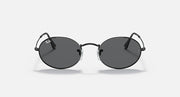 Ray-Ban round sunglasses with dark lenses and black metal frame, front view