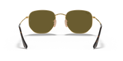Ray-Ban hexagonal flat sunglasses with gold frame and brown lenses