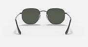 Ray-Ban hexagonal flat sunglasses with dark lenses and silver metal frame