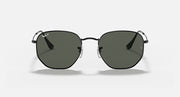 Ray-Ban hexagonal flat sunglasses with dark green lenses and gunmetal frame