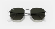 Ray-Ban hexagonal sunglasses with dark frame and dark green lenses