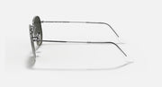Ray-Ban hexagonal sunglasses side view with silver frame and clear lens
