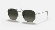 Ray-Ban hexagonal sunglasses with silver frame and dark green lenses