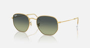Ray-Ban hexagonal sunglasses with gold frame and dark green gradient lenses