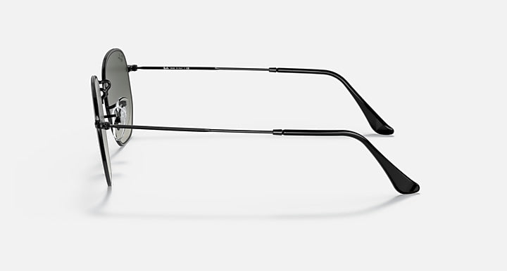 Ray-Ban hexagonal sunglasses side view with dark lenses and slim black arms