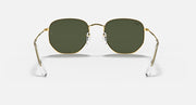 Ray-Ban hexagonal sunglasses with gold frame and dark green lenses