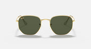 Ray-Ban hexagonal sunglasses with gold frame and olive-green tinted lenses