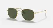 Ray-Ban hexagonal sunglasses with gold frame and dark green lenses