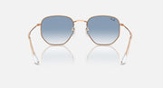 Ray-Ban hexagonal sunglasses with rose-gold frame and blue gradient lenses