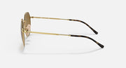 Ray-Ban Jack round sunglasses, gold frame with brown-tinted lenses and curved arms