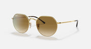 Ray-Ban Jack round sunglasses, gold metal frame with brown gradient lenses