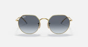 Ray-Ban Jack round sunglasses, gold frame with slate-blue mirrored lenses