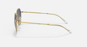 Ray-Ban Jack round sunglasses, gold frame with blue-tinted lenses and long arms