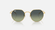Ray-Ban round sunglasses with gold frame and dark green tinted lenses
