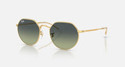 Ray-Ban round sunglasses with gold frame and olive green gradient lenses
