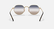 Round metal sunglasses with gold frame and silver-to-gray gradient lenses