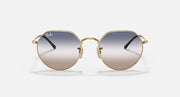 Round metal sunglasses with gold frame and mirror silver gradient lenses