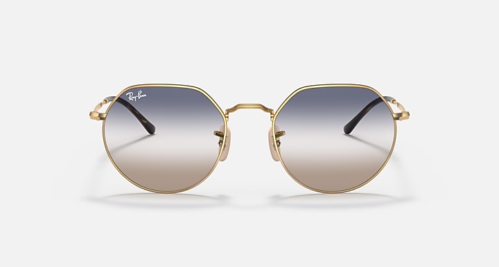 Round metal sunglasses with gold frame and mirror silver gradient lenses