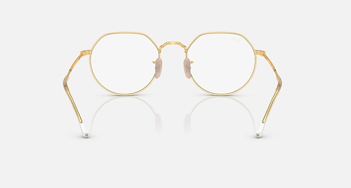 Ray-Ban Jack RB3565 sunglasses with gold-tone round frames and clear lenses